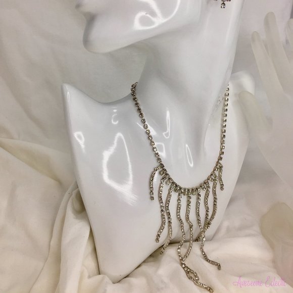 Vintage Rhinestone/Crystal Earrings, Necklace & Ring Set - Picture 5 of 10